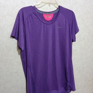 Under Armour heat gear semi-fitted purple shirt size large